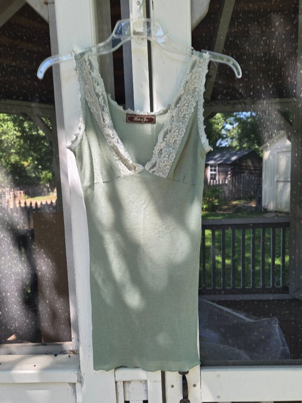 Green lace tank